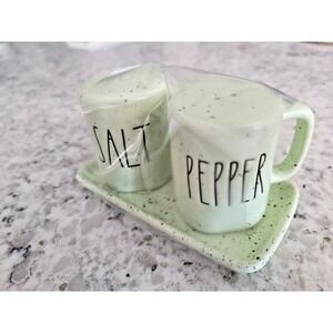 RAE DUNN SALT & PEPPER Shakers Green‎ Speckled By Magenta NEW